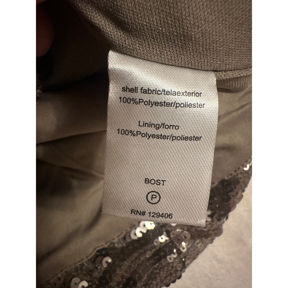 Venus Sequin Swirl Cocktail Dress Taupe Silver V-Neck Bodycon Women 14 Party - Picture 14 of 16
